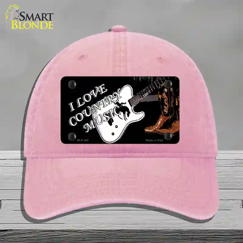 I Love Country Music Novelty License Plate Hat Unconstructed Cotton / Pink