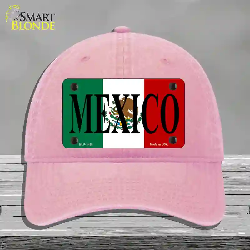 Mexico Novelty License Plate Hat Unconstructed Cotton / Pink