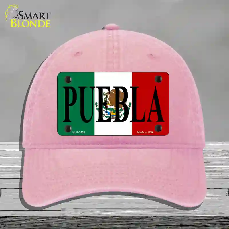 Puebla Novelty License Plate Hat Unconstructed Cotton / Pink