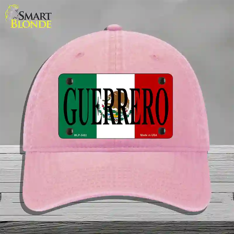 Guerrero Mexico Flag Novelty License Plate Hat Unconstructed Cotton / Pink