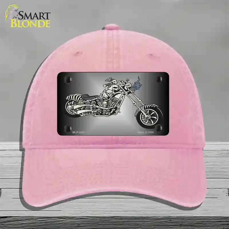 Chopper Skull Novelty License Plate Hat Unconstructed Cotton / Pink