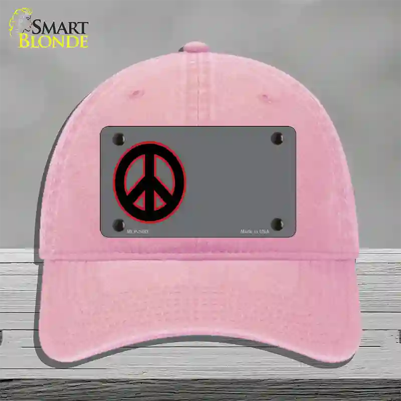 Peace Symbol Offset Novelty License Plate Hat Unconstructed Cotton / Pink