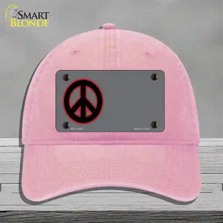 Peace Symbol Offset Novelty License Plate Hat Unconstructed Cotton / Pink