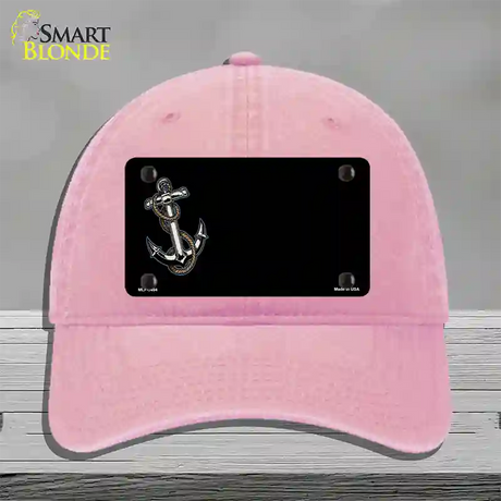 Anchor Offset Novelty License Plate Hat Unconstructed Cotton / Pink