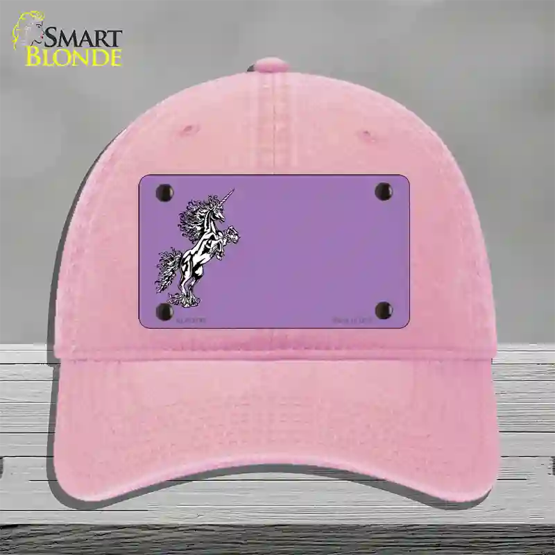 Unicorn Offset Novelty License Plate Hat Unconstructed Cotton / Pink