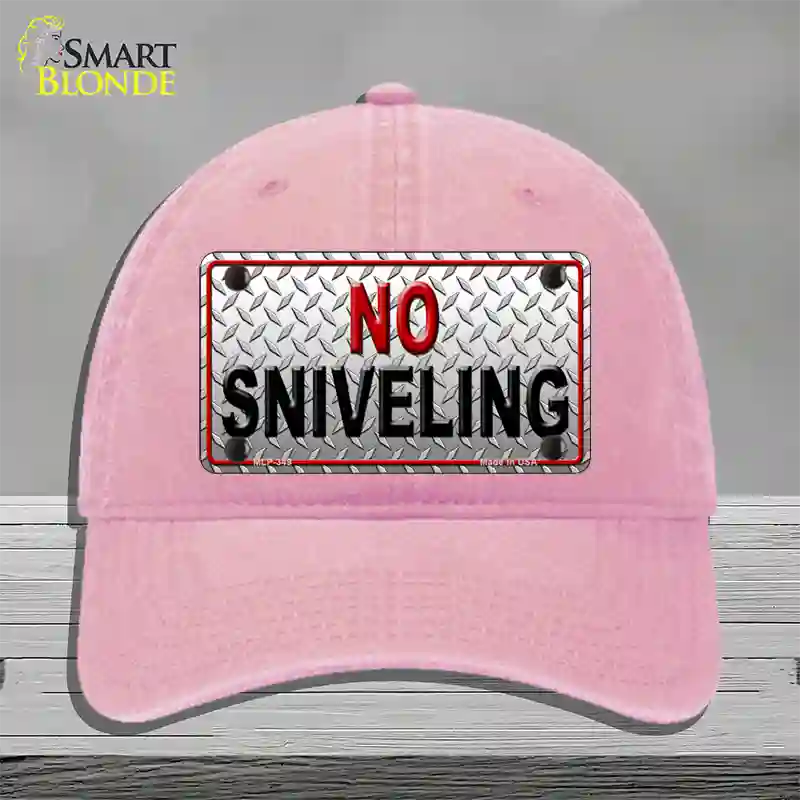 No Sniveling Novelty License Plate Hat Unconstructed Cotton / Pink