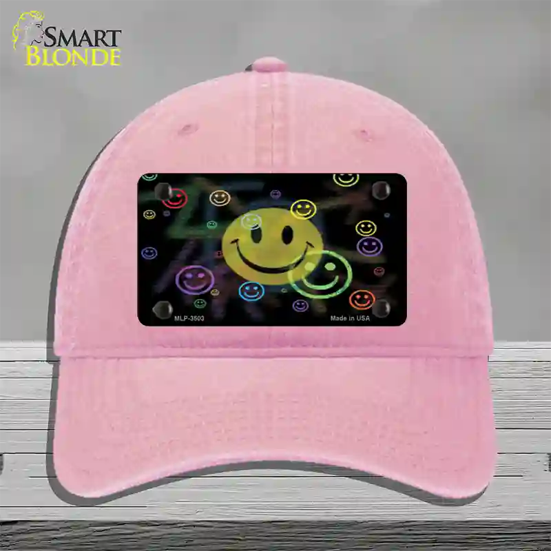 Smiley Novelty License Plate Hat Unconstructed Cotton / Pink