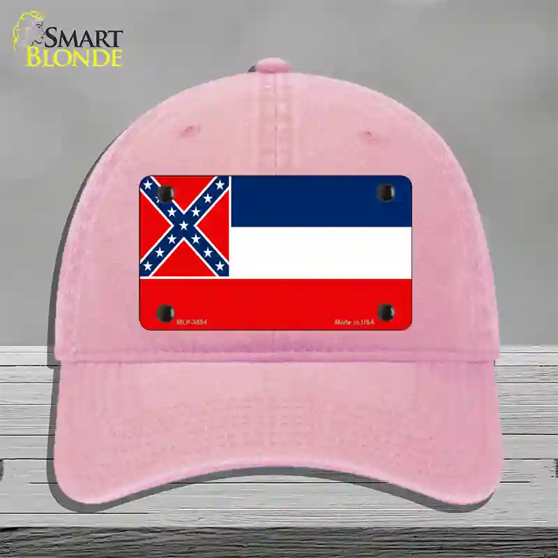 Mississippi Flag Novelty License Plate Hat Unconstructed Cotton / Pink