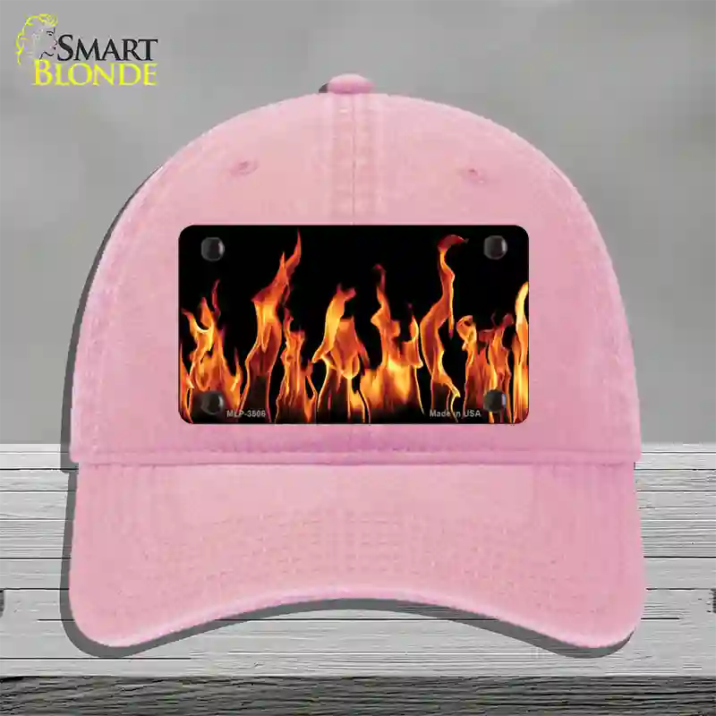 Flames Customizable Novelty License Plate Hat Unconstructed Cotton / Pink