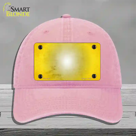 Yellow White Fade Scratched Novelty License Plate Hat Unconstructed Cotton / Pink