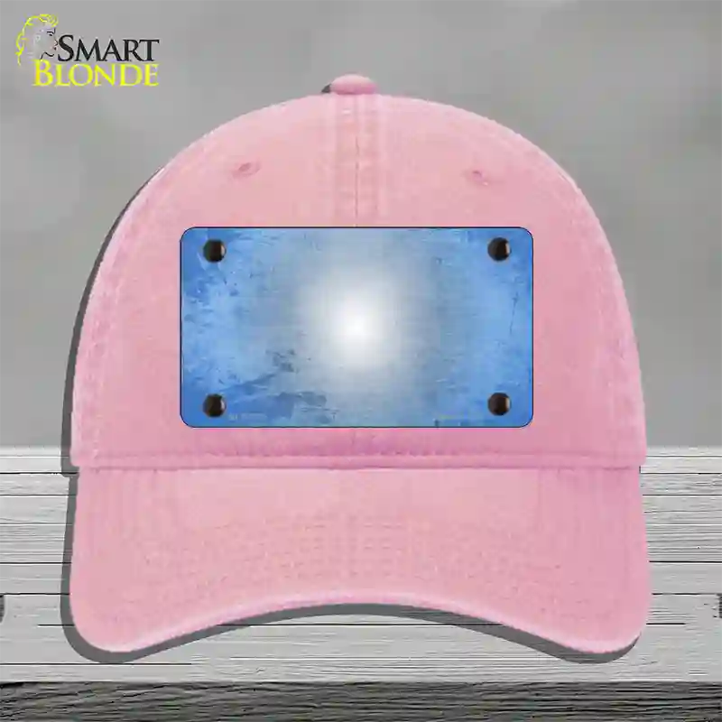 Lt Blue White Fade Scratched Novelty License Plate Hat Unconstructed Cotton / Pink