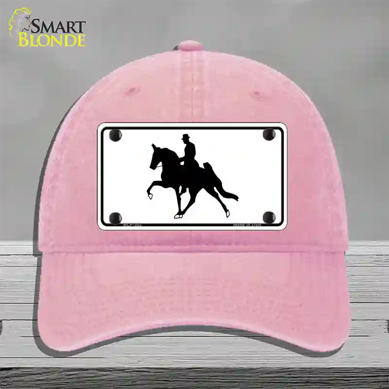 Horse With Rider Novelty License Plate Hat Unconstructed Cotton / Pink