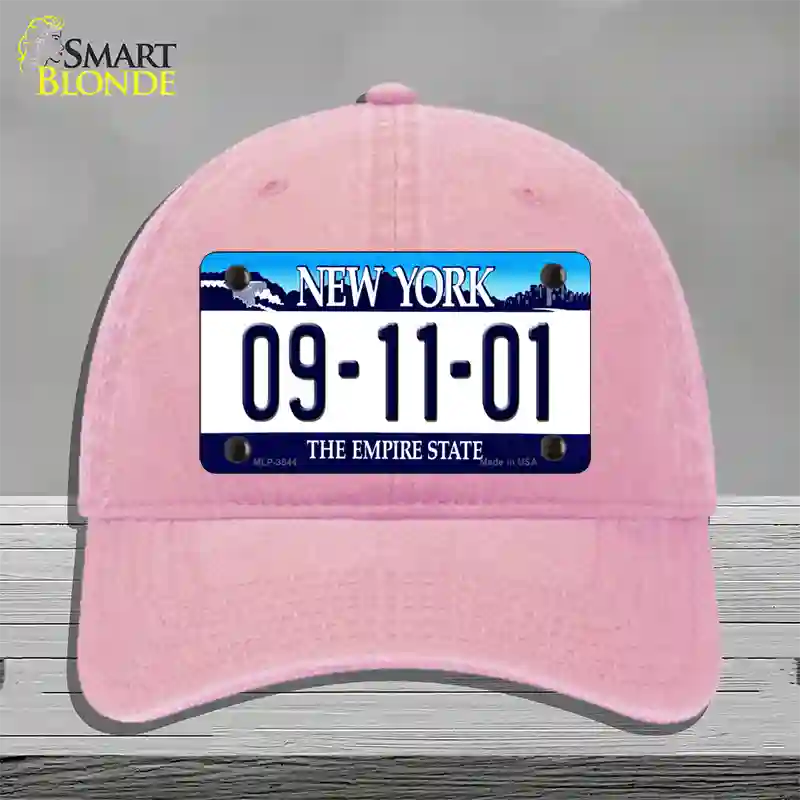 9 11 01 New York Novelty License Plate Hat Unconstructed Cotton / Pink