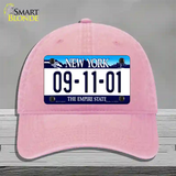 9 11 01 New York Novelty License Plate Hat Unconstructed Cotton / Pink