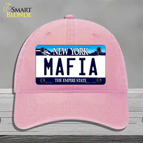 Mafia New York Novelty License Plate Hat Unconstructed Cotton / Pink