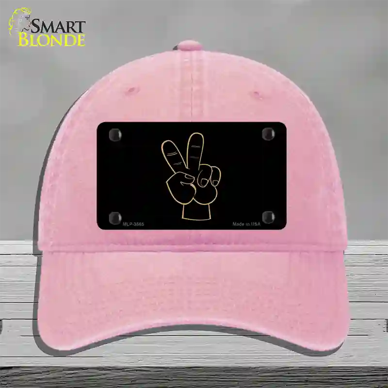 Peace Fingers Novelty License Plate Hat Unconstructed Cotton / Pink