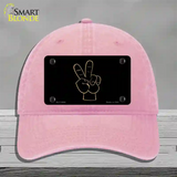 Peace Fingers Novelty License Plate Hat Unconstructed Cotton / Pink