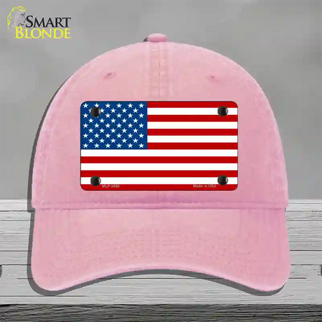 American Flag Novelty License Plate Hat Unconstructed Cotton / Pink