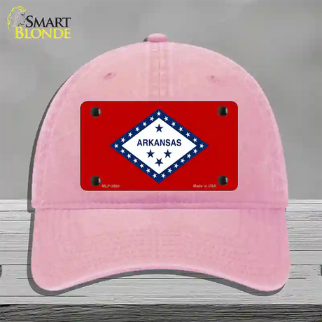 Arkansas State Flag Novelty License Plate Hat Unconstructed Cotton / Pink