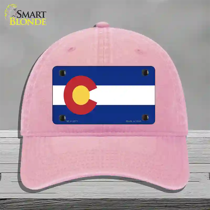 Colorado State Flag Novelty License Plate Hat Unconstructed Cotton / Pink