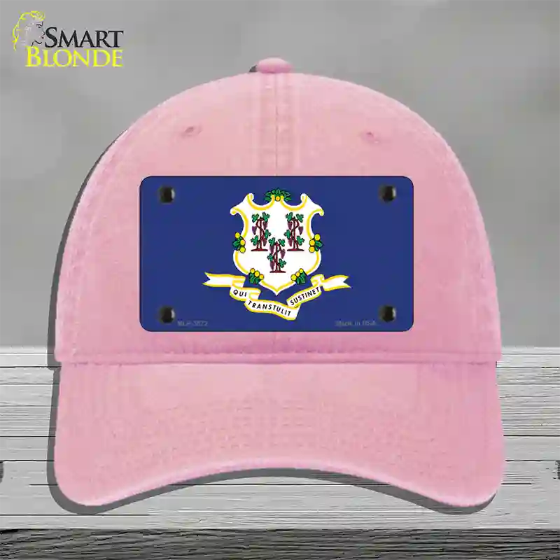 Connecticut State Flag Novelty License Plate Hat Unconstructed Cotton / Pink