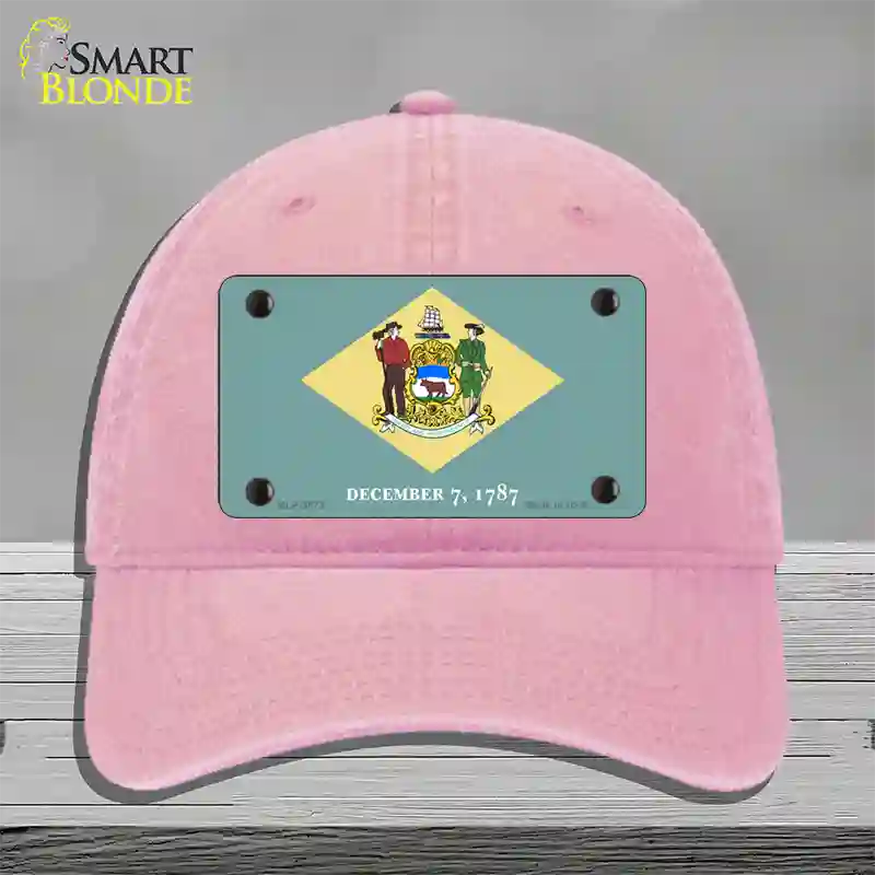 Delaware State Flag Novelty License Plate Hat Unconstructed Cotton / Pink