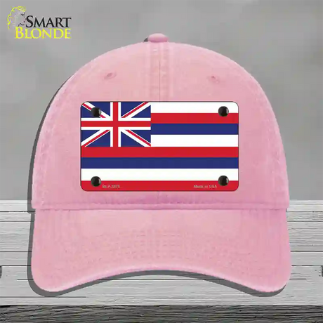 Hawaii Flag State Flag Novelty License Plate Hat Unconstructed Cotton / Pink