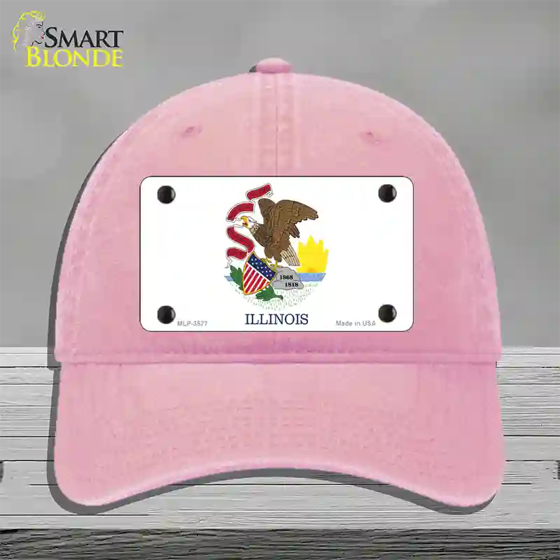 Illinois State Flag Novelty License Plate Hat Unconstructed Cotton / Pink