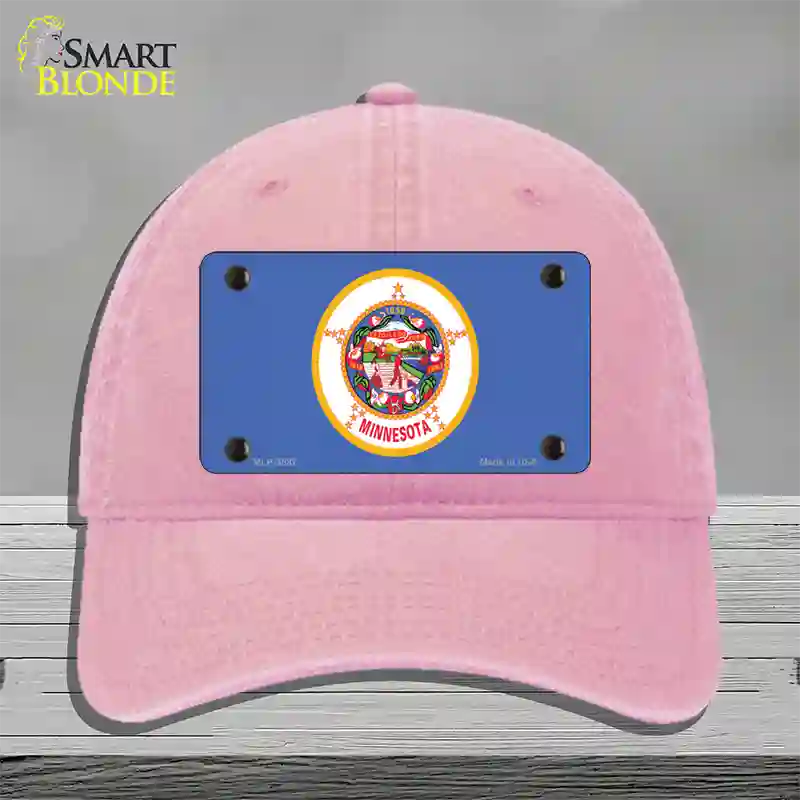 Minnesota State Flag Novelty License Plate Hat Unconstructed Cotton / Pink