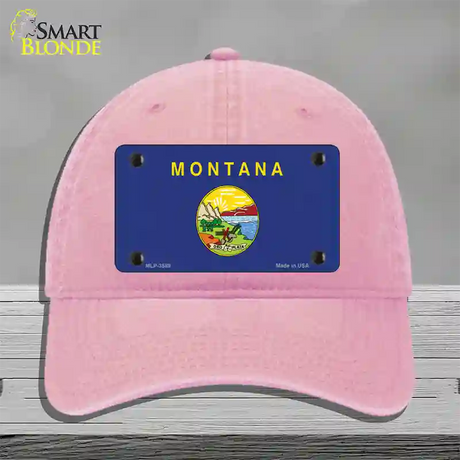 Montana State Flag Novelty License Plate Hat Unconstructed Cotton / Pink