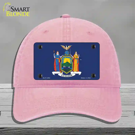 New York State Flag Novelty License Plate Hat Unconstructed Cotton / Pink