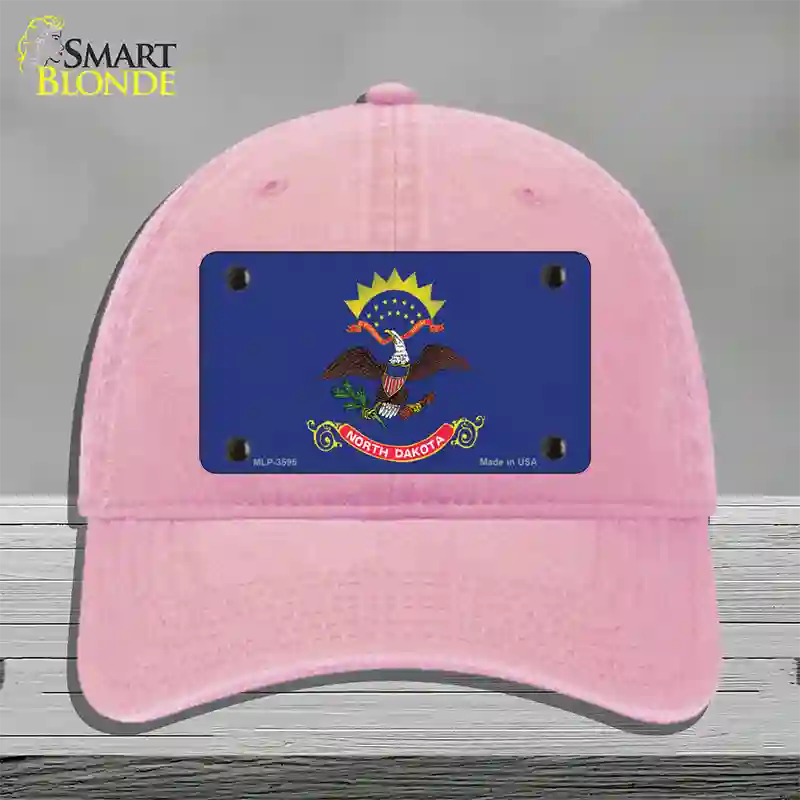 North Dakota State Flag Novelty License Plate Hat Unconstructed Cotton / Pink