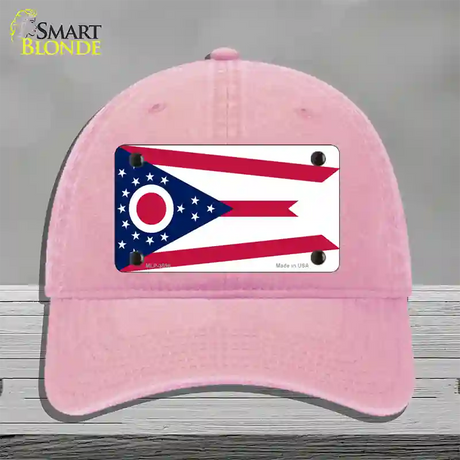 Ohio State Flag Novelty License Plate Hat Unconstructed Cotton / Pink