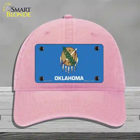 Oklahoma State Flag Novelty License Plate Hat Unconstructed Cotton / Pink