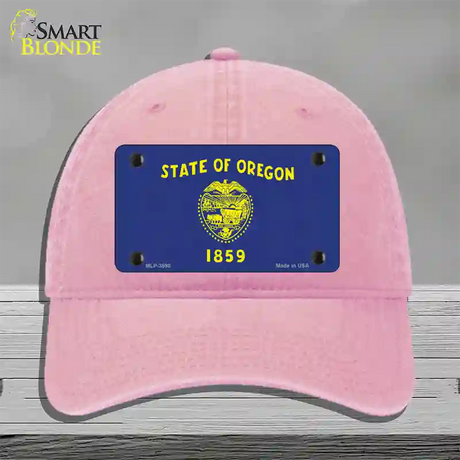 Oregon State Flag Novelty License Plate Hat Unconstructed Cotton / Pink