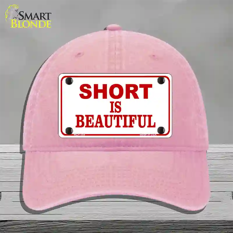 Short Is Beautiful Novelty License Plate Hat Unconstructed Cotton / Pink