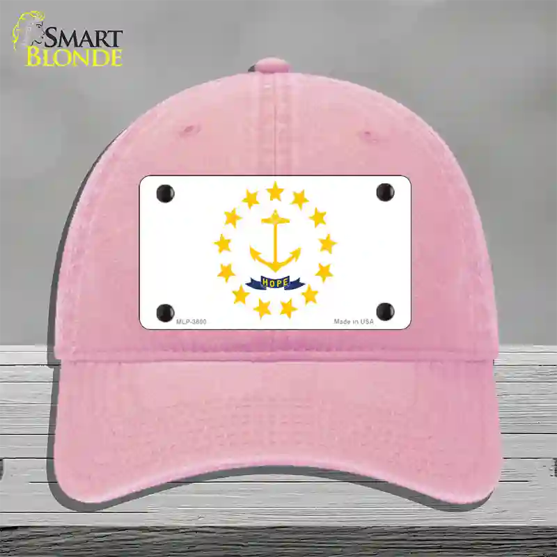 Rhode Island State Flag Novelty License Plate Hat Unconstructed Cotton / Pink