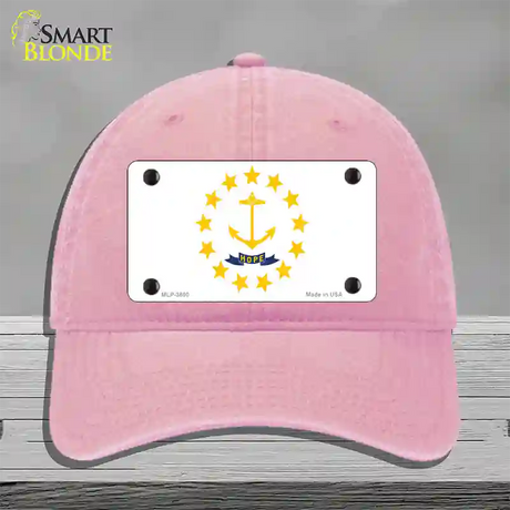 Rhode Island State Flag Novelty License Plate Hat Unconstructed Cotton / Pink