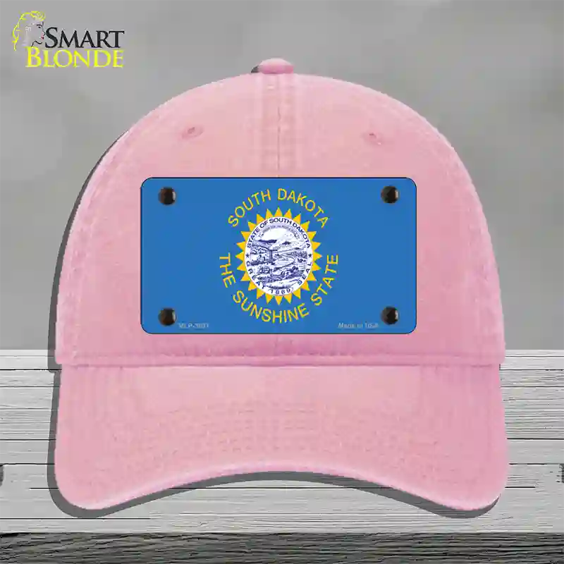 South Dakota State Flag Novelty License Plate Hat Unconstructed Cotton / Pink