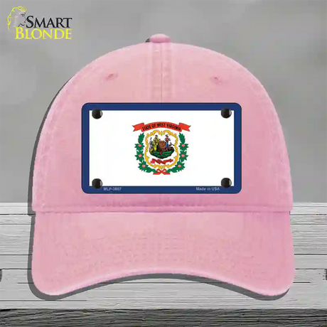 West Virginia State Flag Novelty License Plate Hat Unconstructed Cotton / Pink