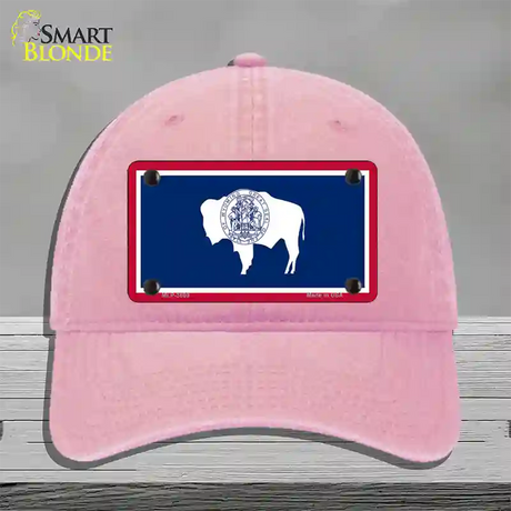 Wyoming State Flag Novelty License Plate Hat Unconstructed Cotton / Pink