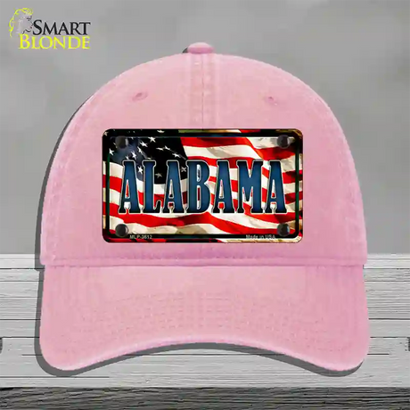 Alabama USA Novelty License Plate Hat Unconstructed Cotton / Pink