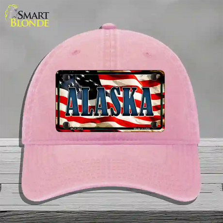 Alaska USA Novelty License Plate Hat Unconstructed Cotton / Pink