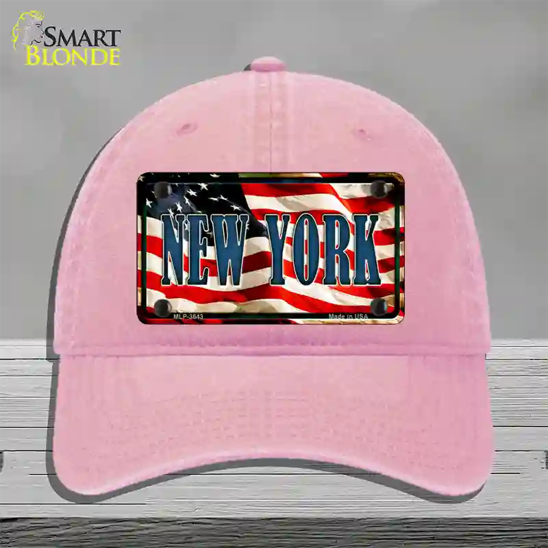 New York USA Novelty License Plate Hat Unconstructed Cotton / Pink