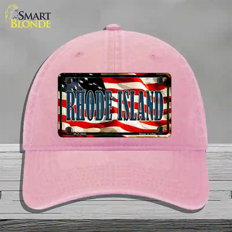 Rhode Island USA Novelty License Plate Hat Unconstructed Cotton / Pink