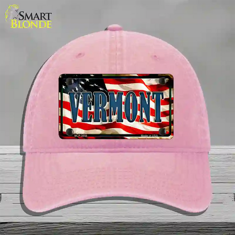 Vermont USA Novelty License Plate Hat Unconstructed Cotton / Pink