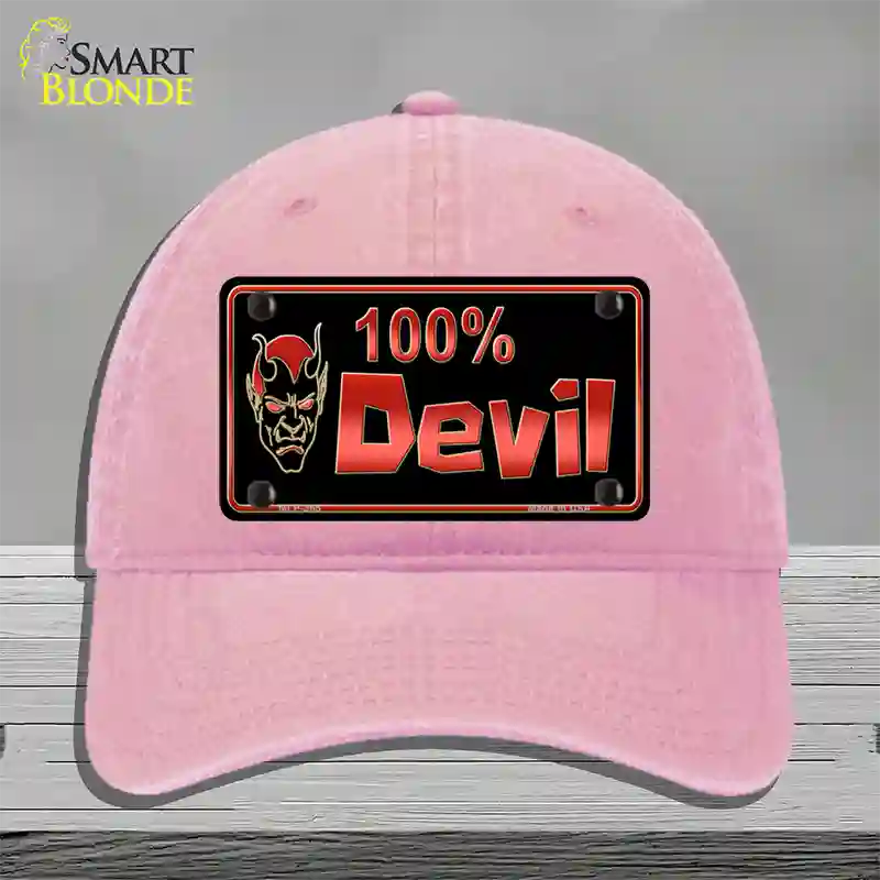 100% Devil Novelty License Plate Hat Unconstructed Cotton / Pink