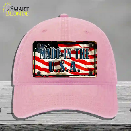 Made In The USA Flag Novelty License Plate Hat Unconstructed Cotton / Pink