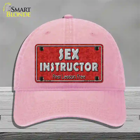 Sex Instructor Novelty License Plate Hat Unconstructed Cotton / Pink