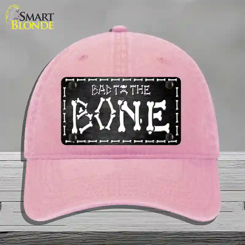 Bad To The Bone Skull Novelty License Plate Hat Unconstructed Cotton / Pink